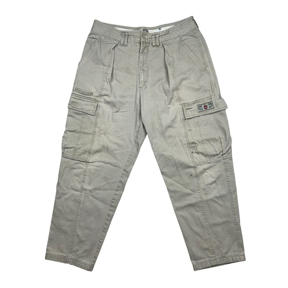Vintage Jordache Cargo Pants Mens 36x34 Tan Beige Air Force Aviation Y2K Baggy